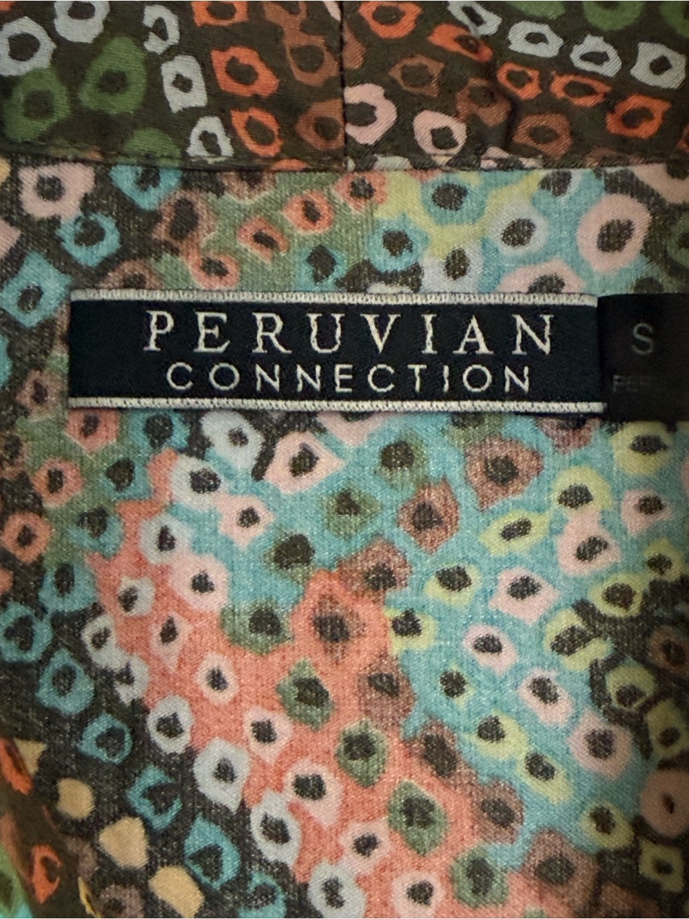 Peruvian Connection Multicolor Pima Cotton Robe with Pockets - Picture 3 of 4